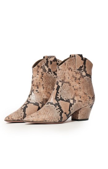 Wave snake-effect ankle boots
