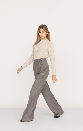 High-waist wool pants